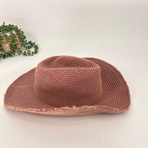Free People Dylan Distressed Straw Cowboy Hat Beach‎ Sun Hat Boho - Picture 3 of 10